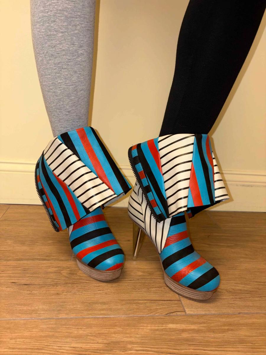 Bernhard Willhelm Striped Boots With Metallic Heel  product image