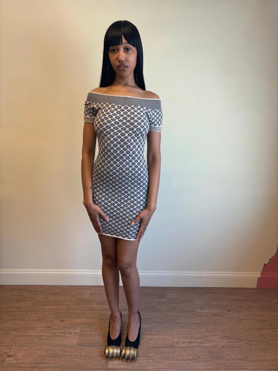 Junior Gaultier Fair Isle Knit Off the Shoulder Dress product image