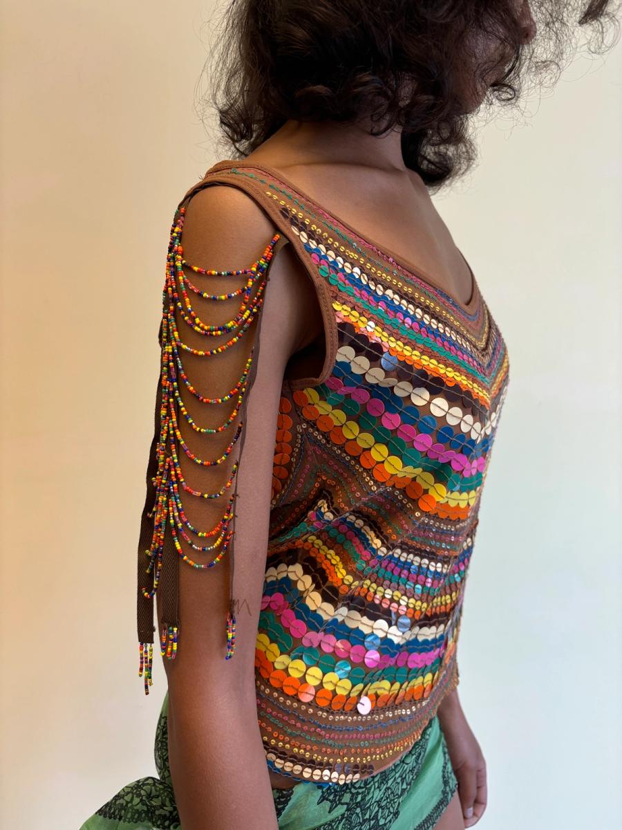 Italian Top with Beaded Sleeves product image