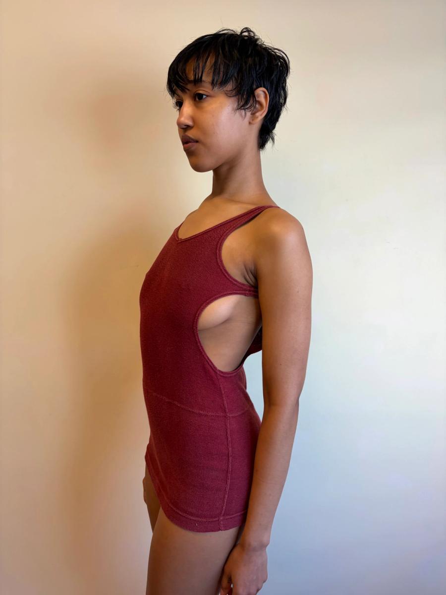 1920s-30s Ruby Red Knit Swimsuit  product image