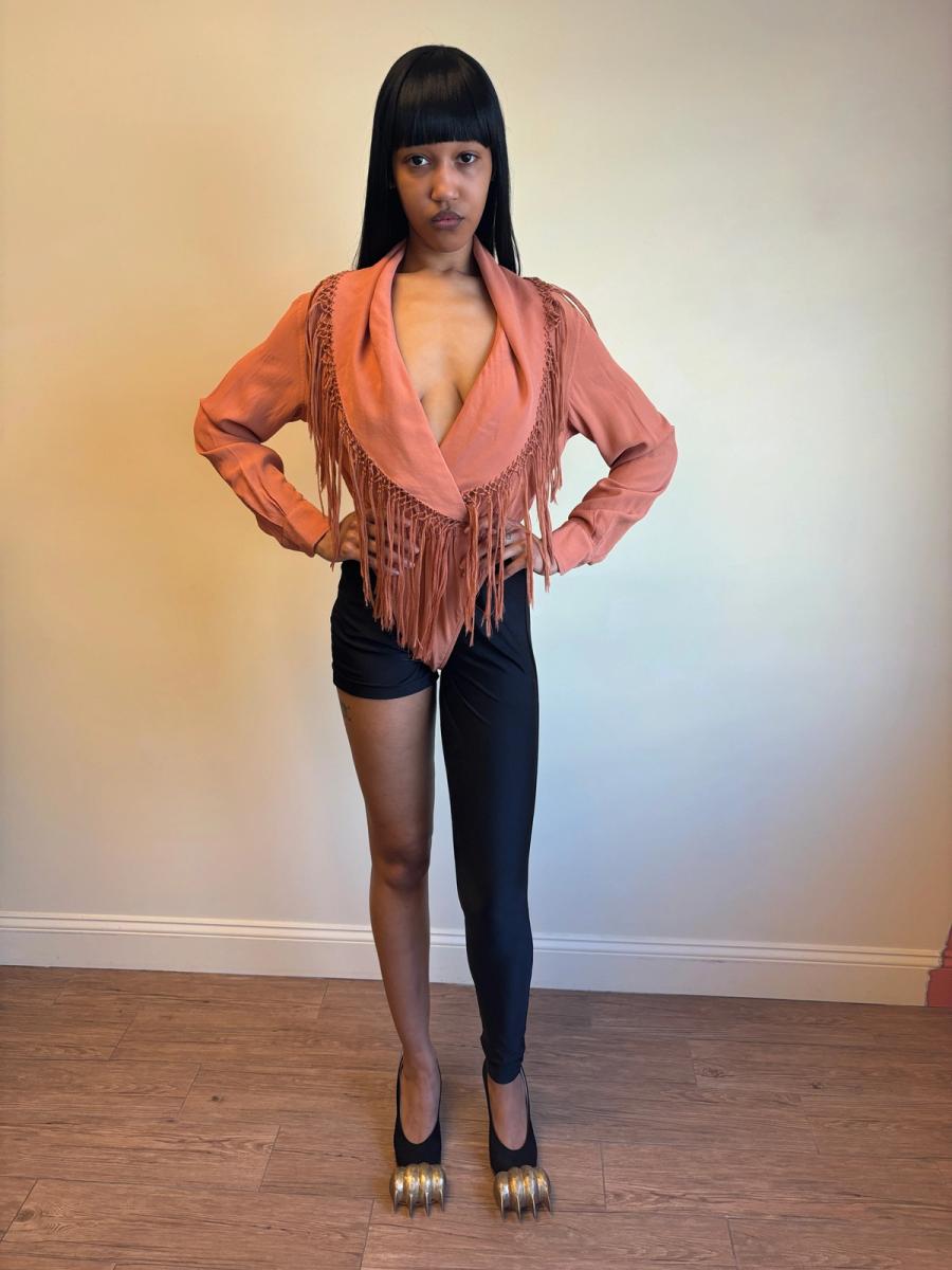 90s Jean-Paul Gaultier Burnt Orange Fringe Bodysuit product image