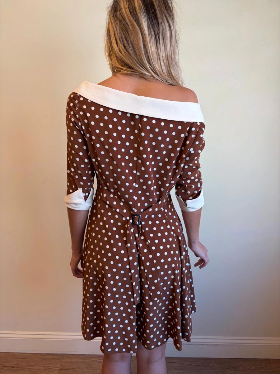 Vintage Norma Kamali Brown Polka Dot Dress product image