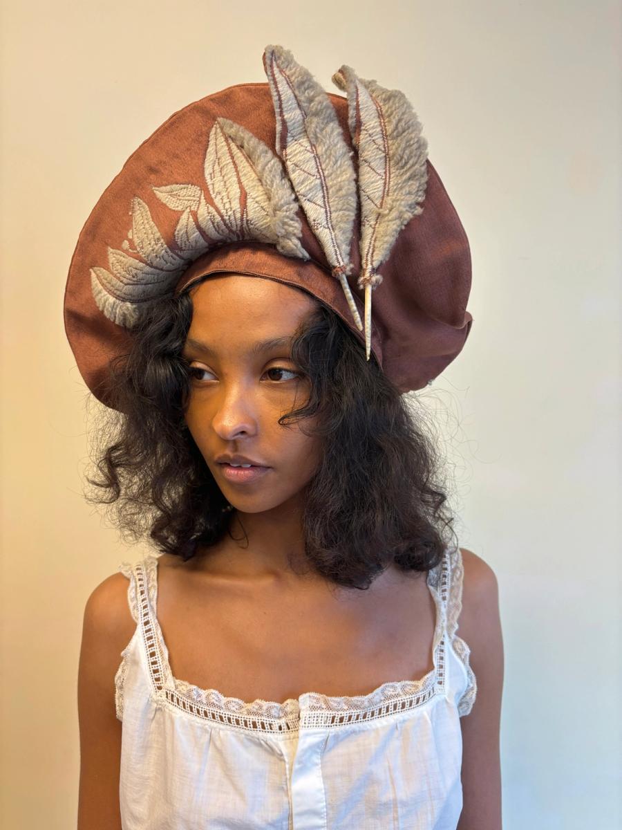 Unusual Midcentury Hat With Tromp L'oeil & Real Feather  product image