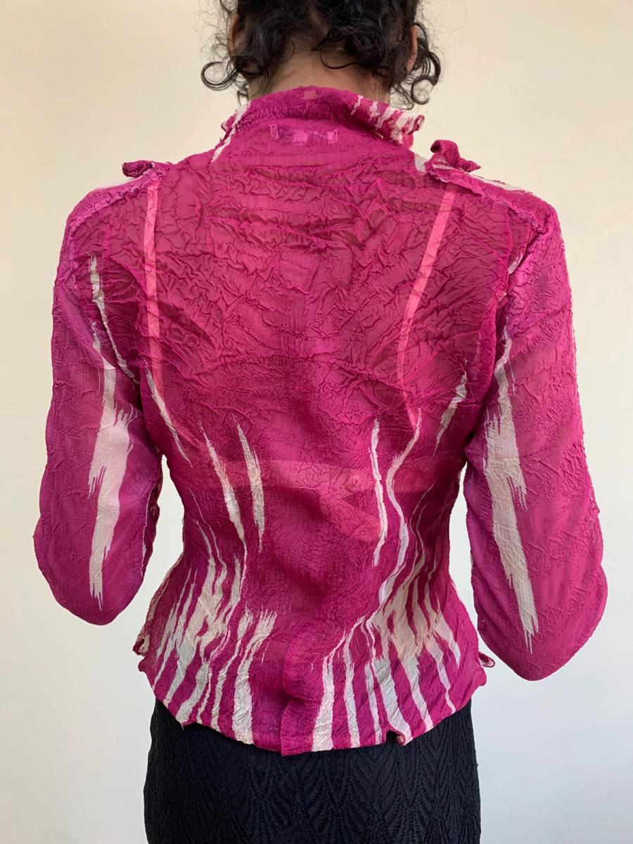 90s Yoshiki Hishinuma Hot Pink Pleated Top product image