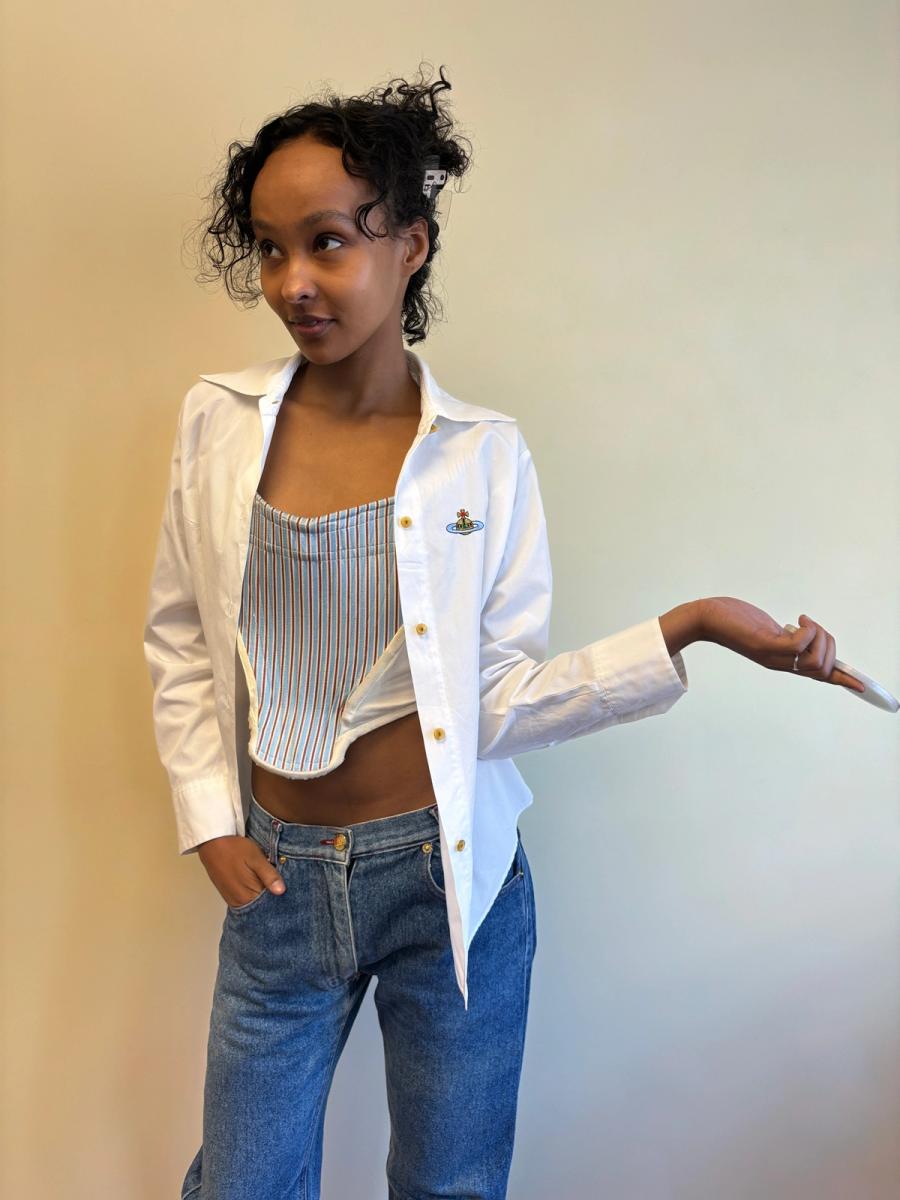 80s Vivienne Westwood White Orb Button Down product image