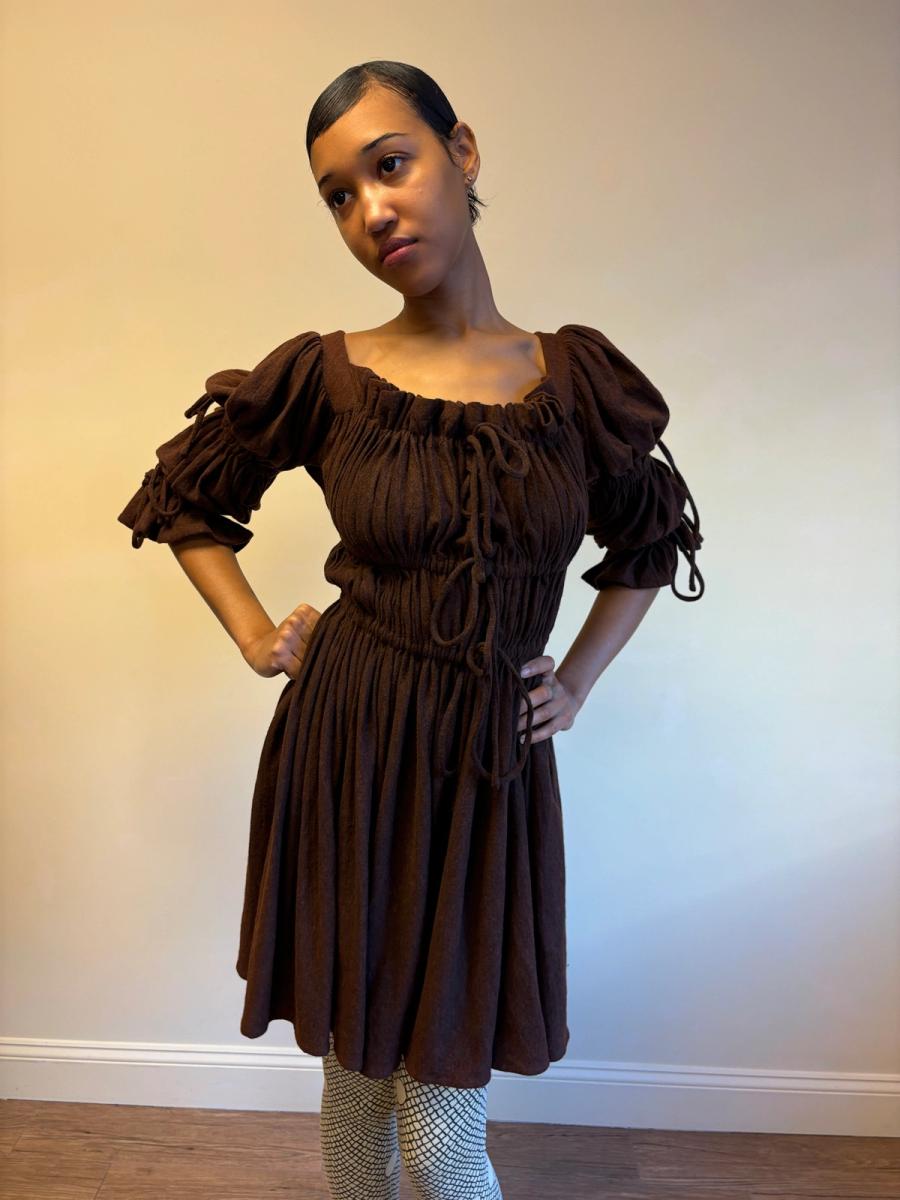 Vivienne Westwood 90s Gold Label Knit Wool Ruched Gown with Ties product image