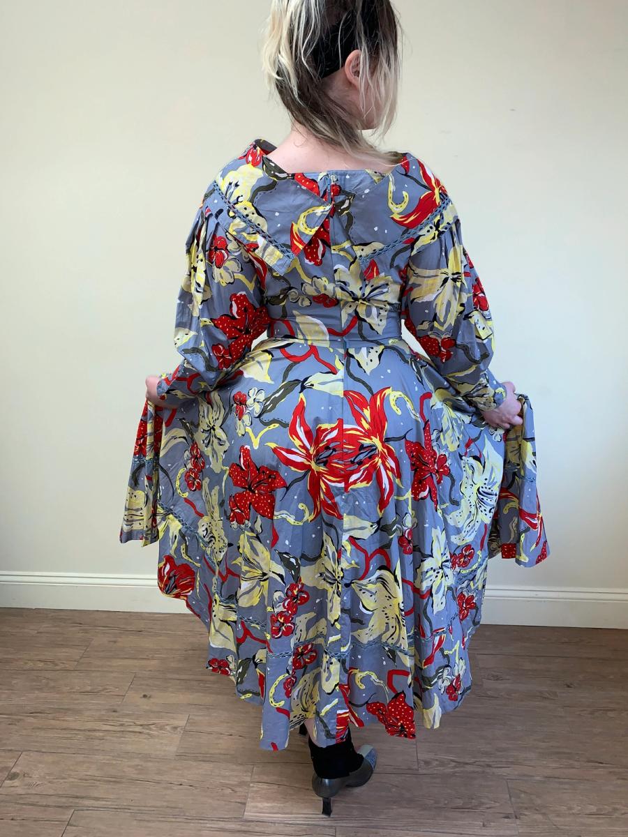 Takezo Tiger Lily Print Mutton Sleeve Dress  product image