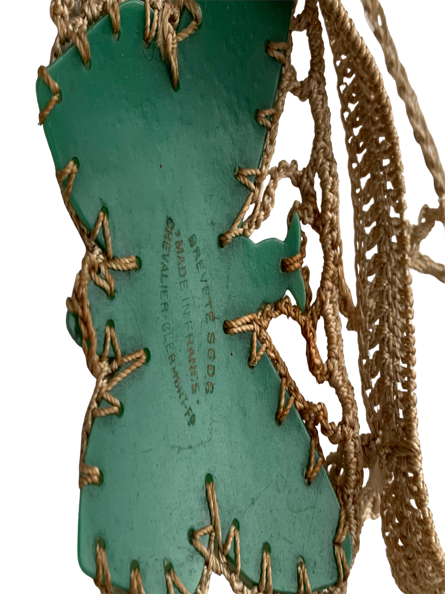 1920s French Celluloid Macrame Butterfly Headdress product image