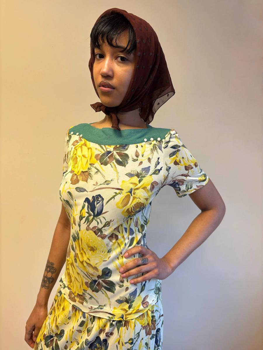 1940s Floral Print Drop Waist Dress product image