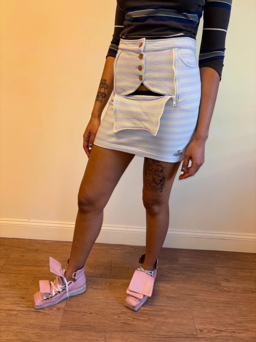 90s Vivienne Westwood Striped Flap Front Skirt product image