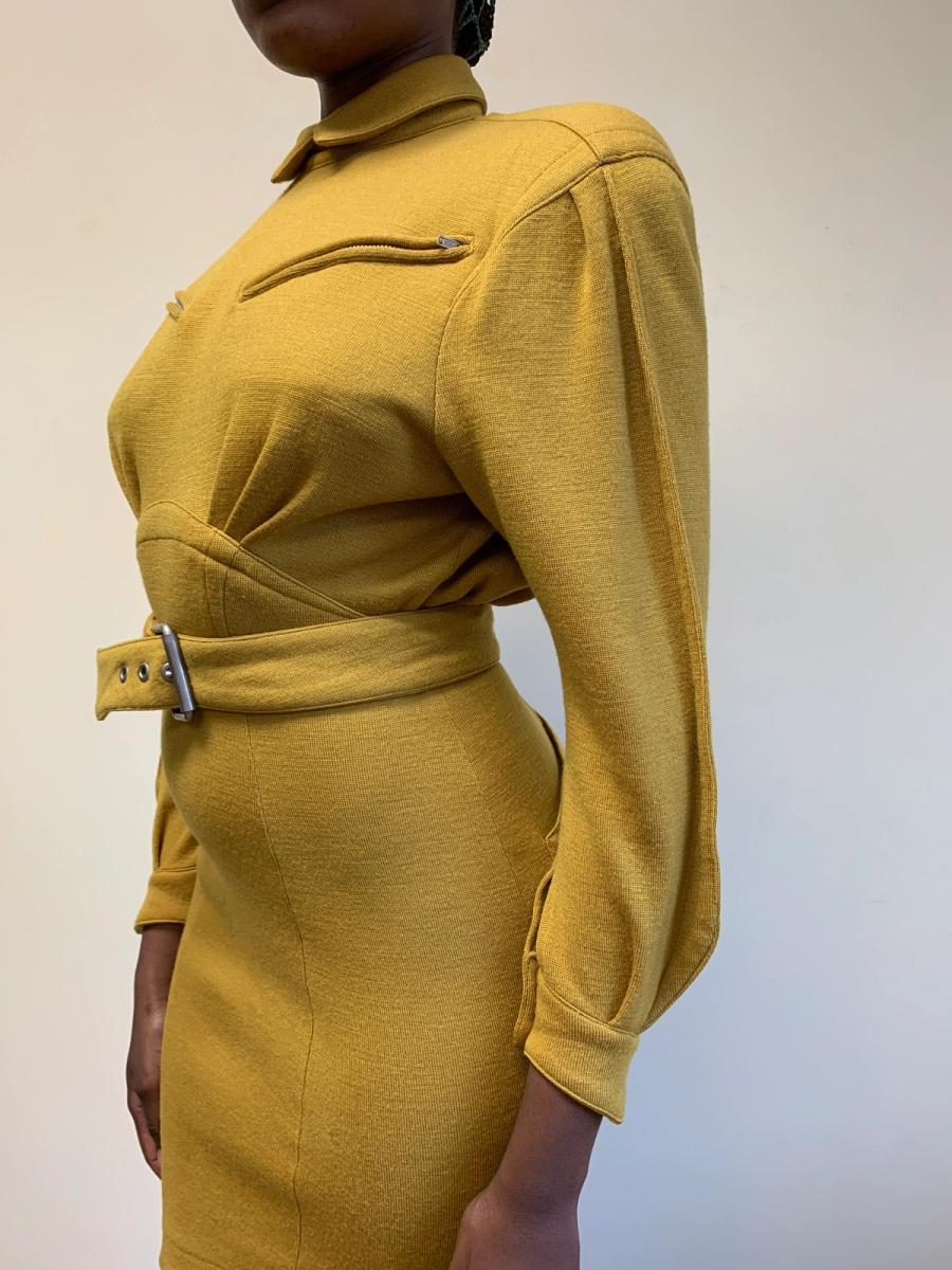 80s Thierry Mugler Knit Belted Dress product image
