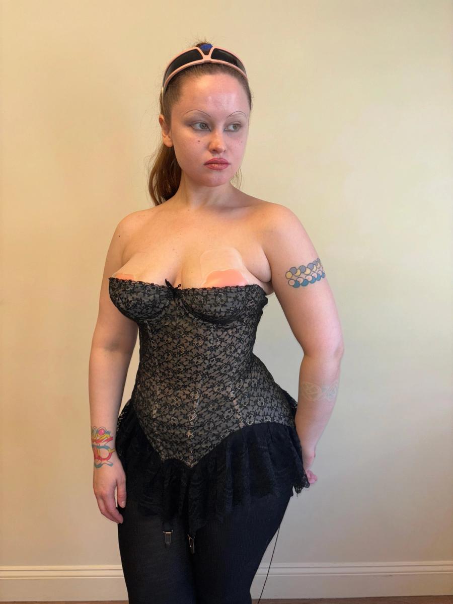 French 50s Simone Perelle Black Lace Bustier product image
