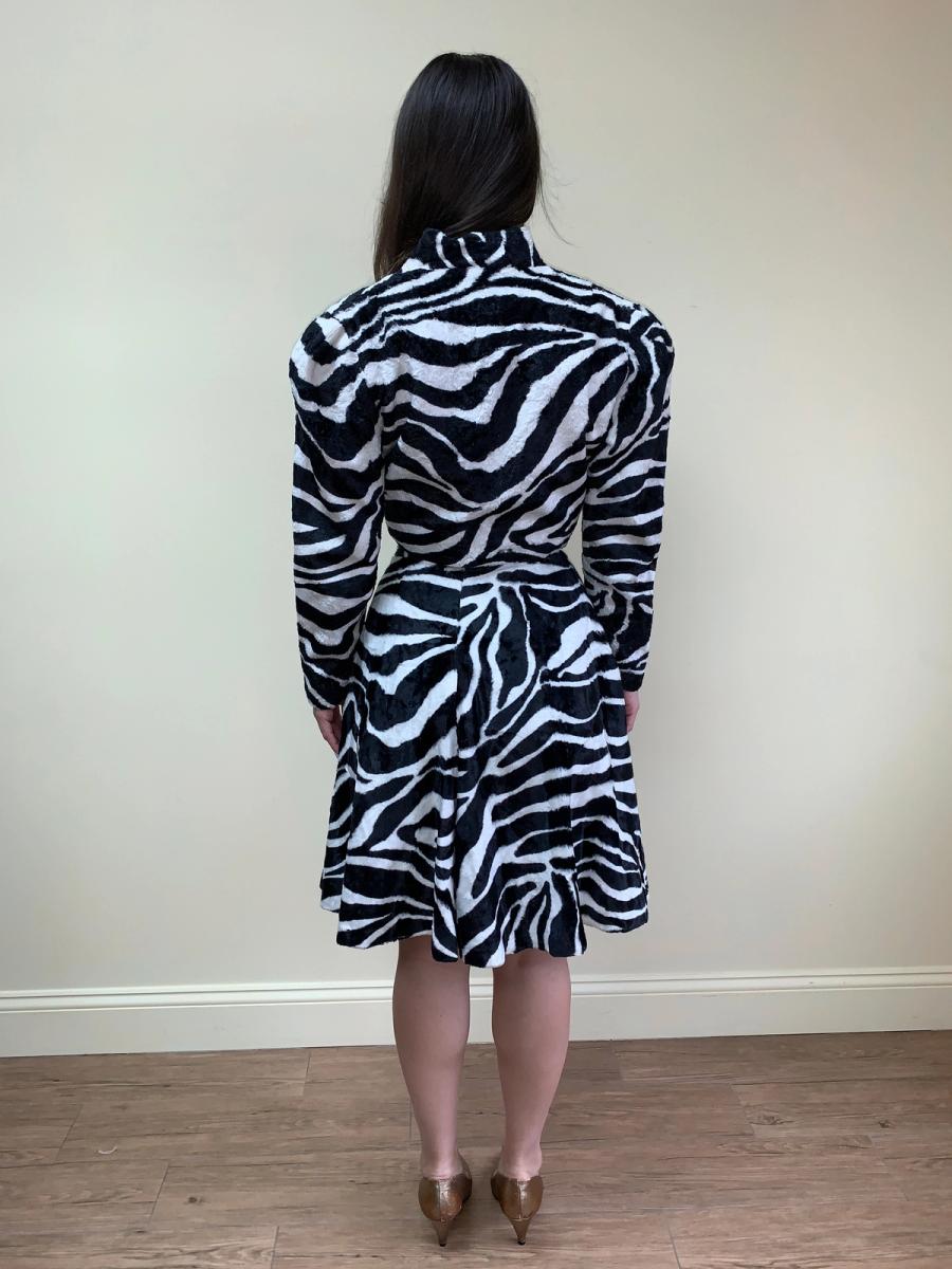 80s Norma Kamali Faux Fur Zebra Skirt product image