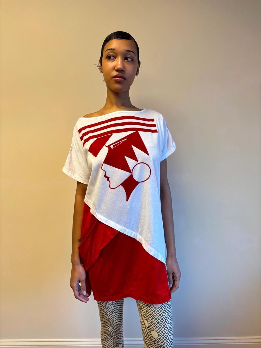 80s Kansai Yamamoto Flocked Woman Face Tunic product image