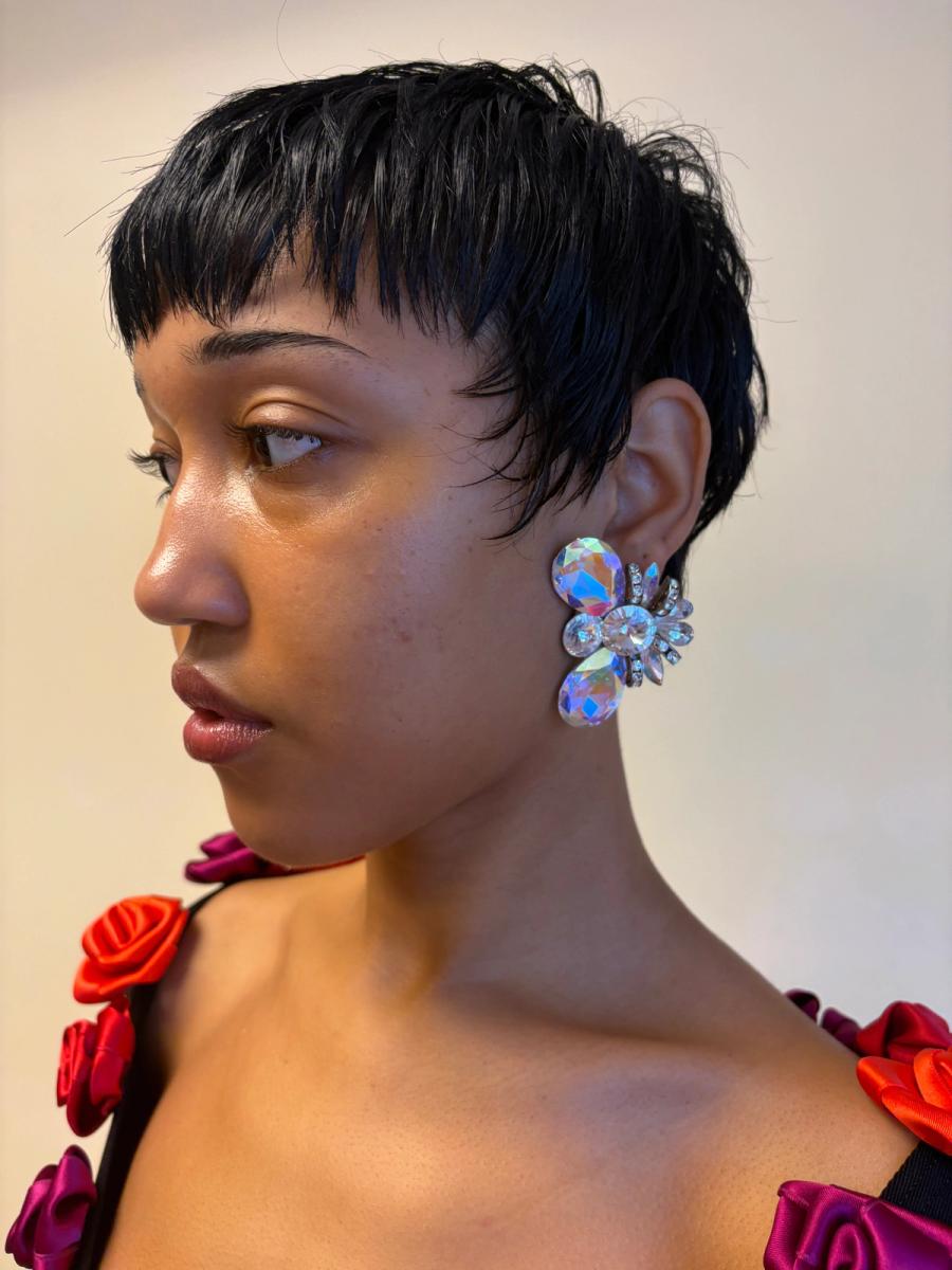 80s Wendy Gell Crystal Butterfly Earrings  product image