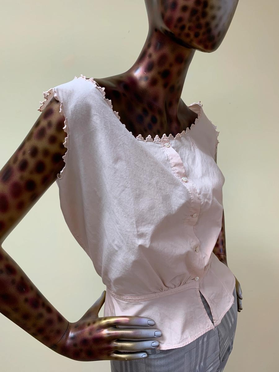Antique Embroidered Pink Cotton Corset Cover product image