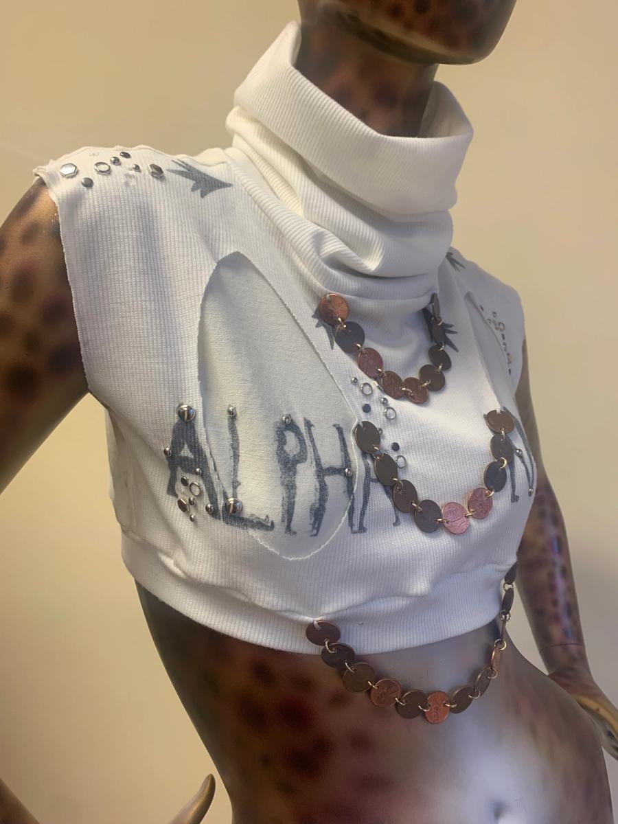 Alpha Male Cowl Neck Top With Pennies and Studding product image