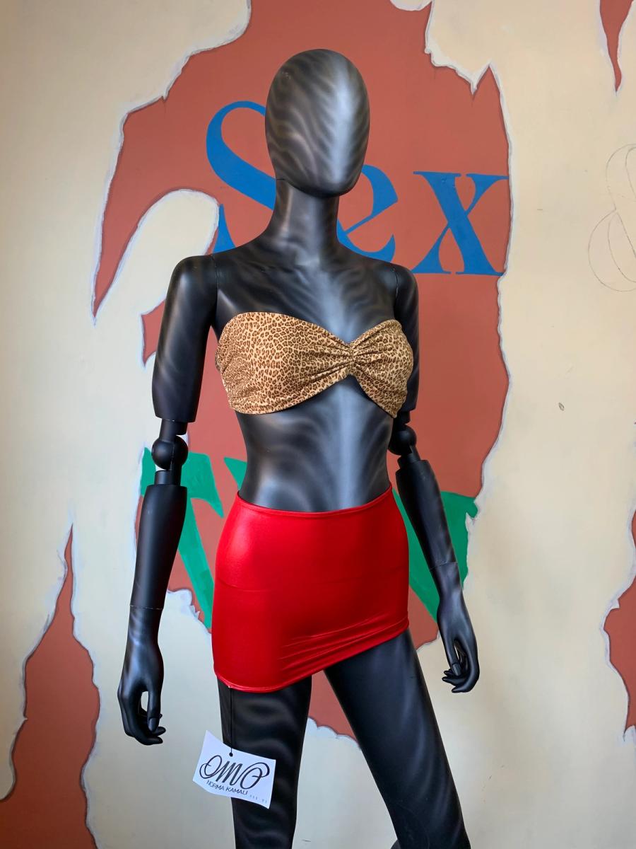 Deadstock 80s OMO Norma Kamali Red Swim Skort product image