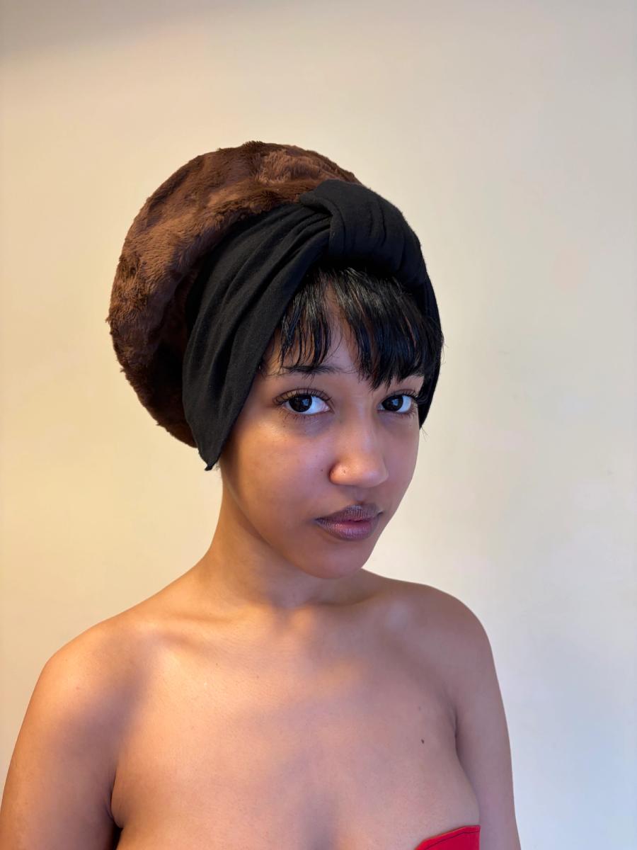 80s Norma Kamali Faux Fur Turban Hat product image