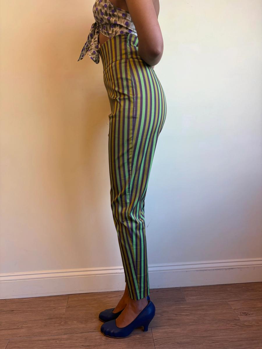 Romeo Gigli Striped Silk Cigarette Pants  product image