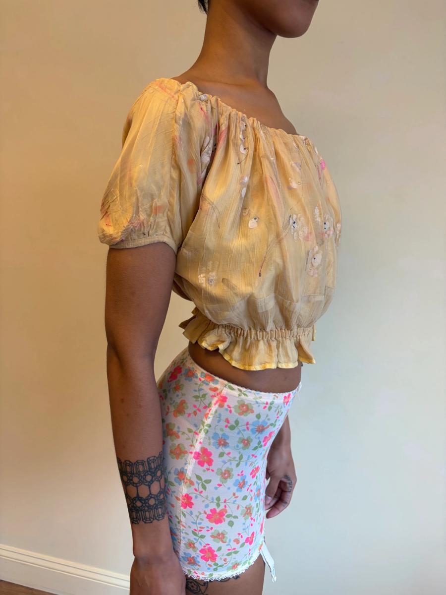 Vintage French Handpainted Silk Top product image