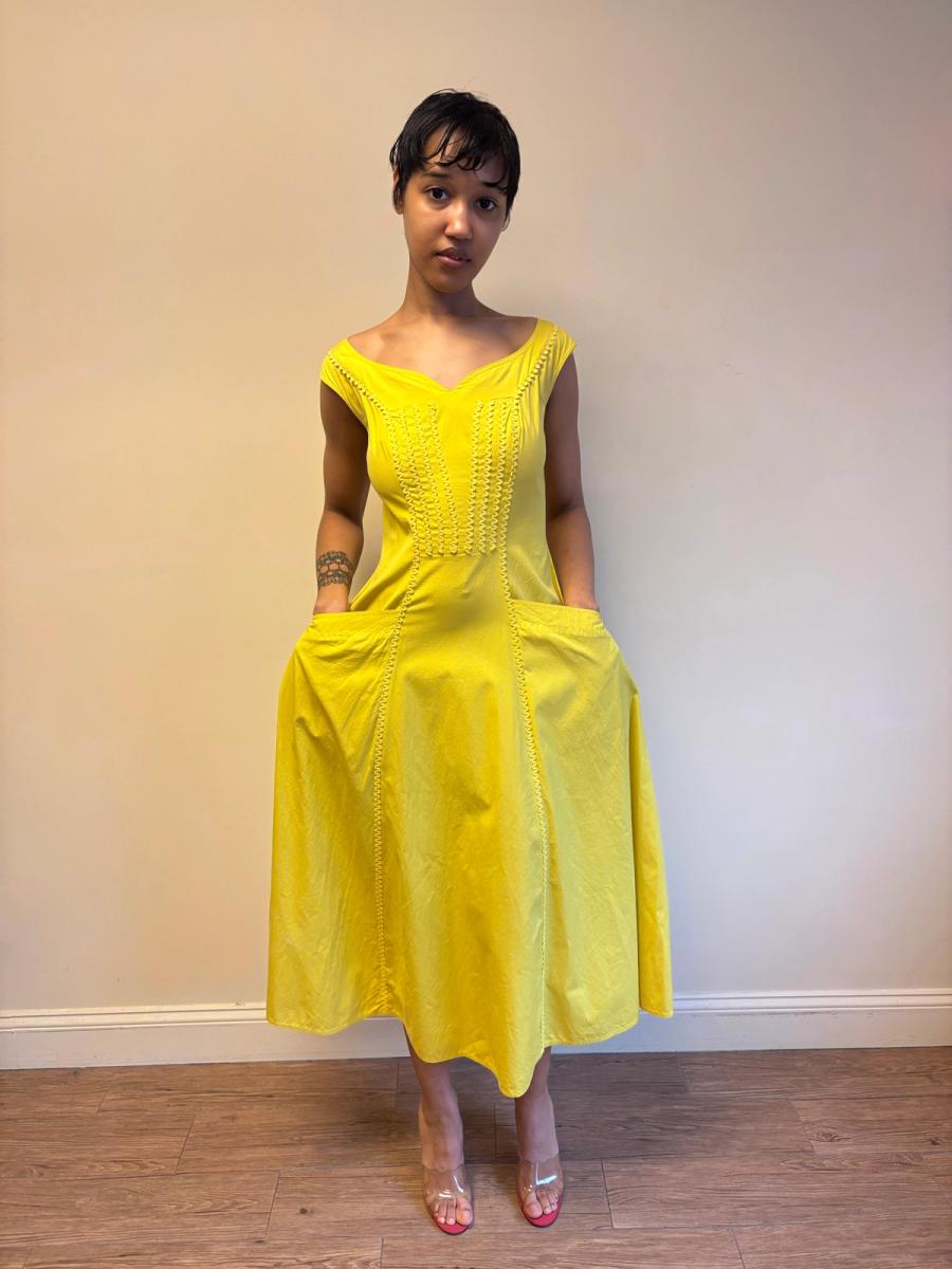 Chantal Thomass Yellow Full Skirted Ricrac Dress  product image