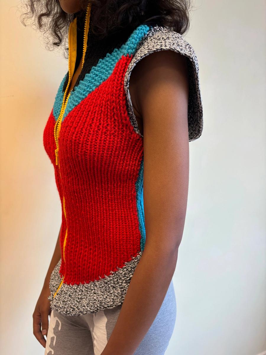 Michelle Pesetti Avant-Garde Colorblock Handknit Top product image