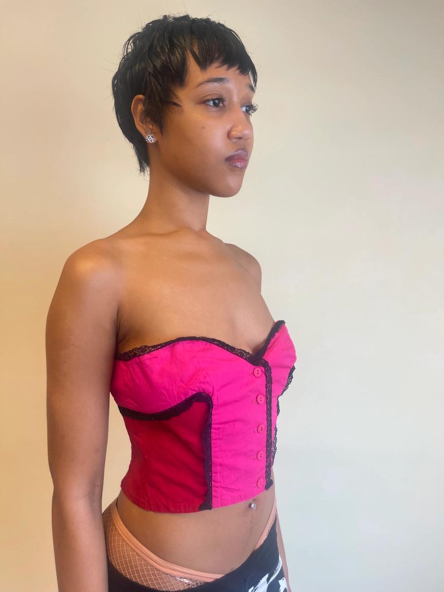 80s Chantal Thomass Hot Pink Bustier product image