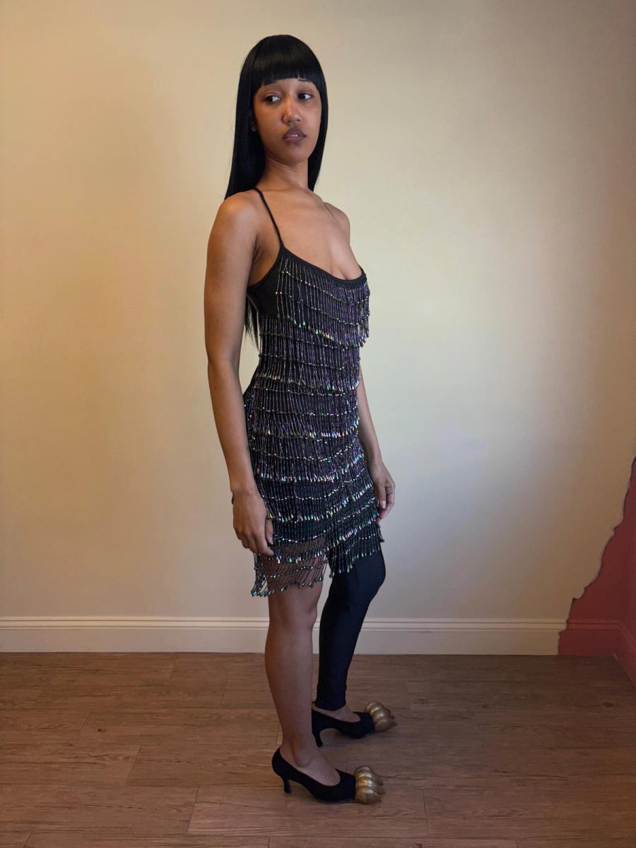 1980s Helen Storey Beaded Tassel Dress product image