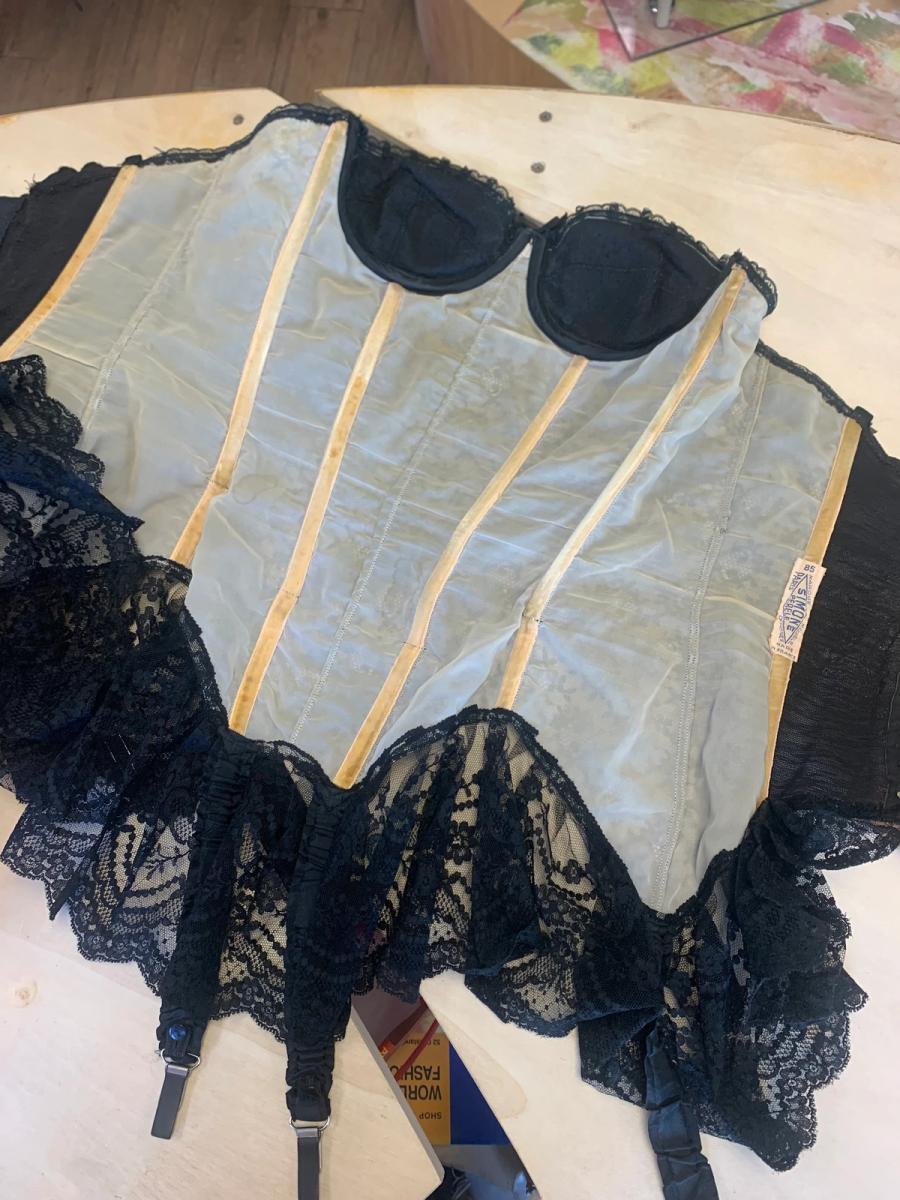 French 50s Simone Perelle Black Lace Bustier product image