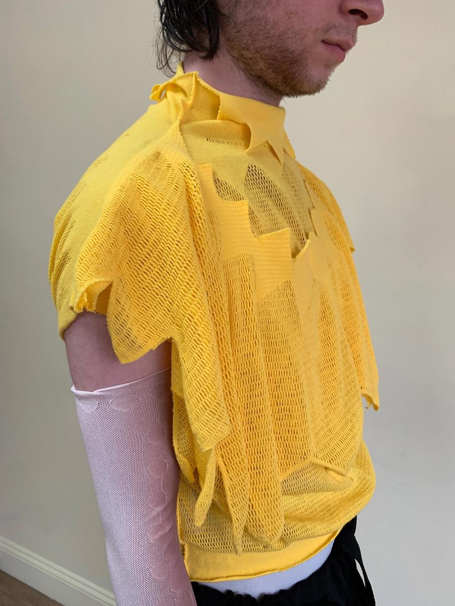 Issey Miyake APOC Yellow Pleated Top With Hood product image