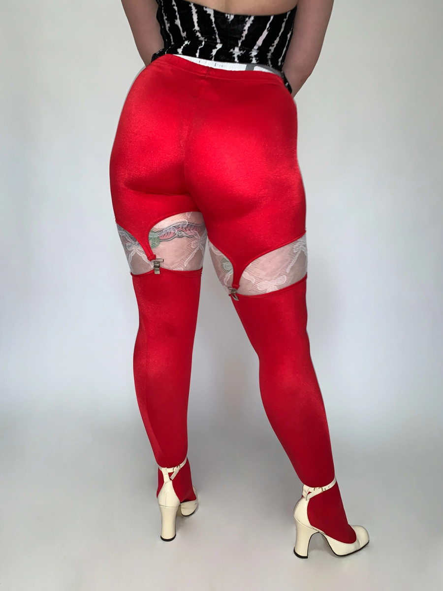 80s Deadstock Spandex Garter Leggings product image