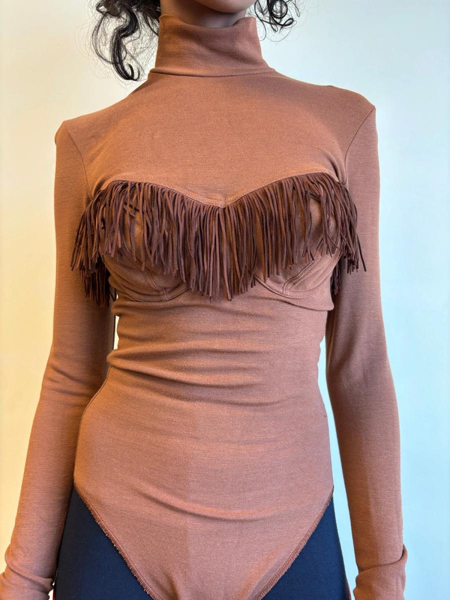 90s Chantal Thomass Brown Fringe Leotard product image