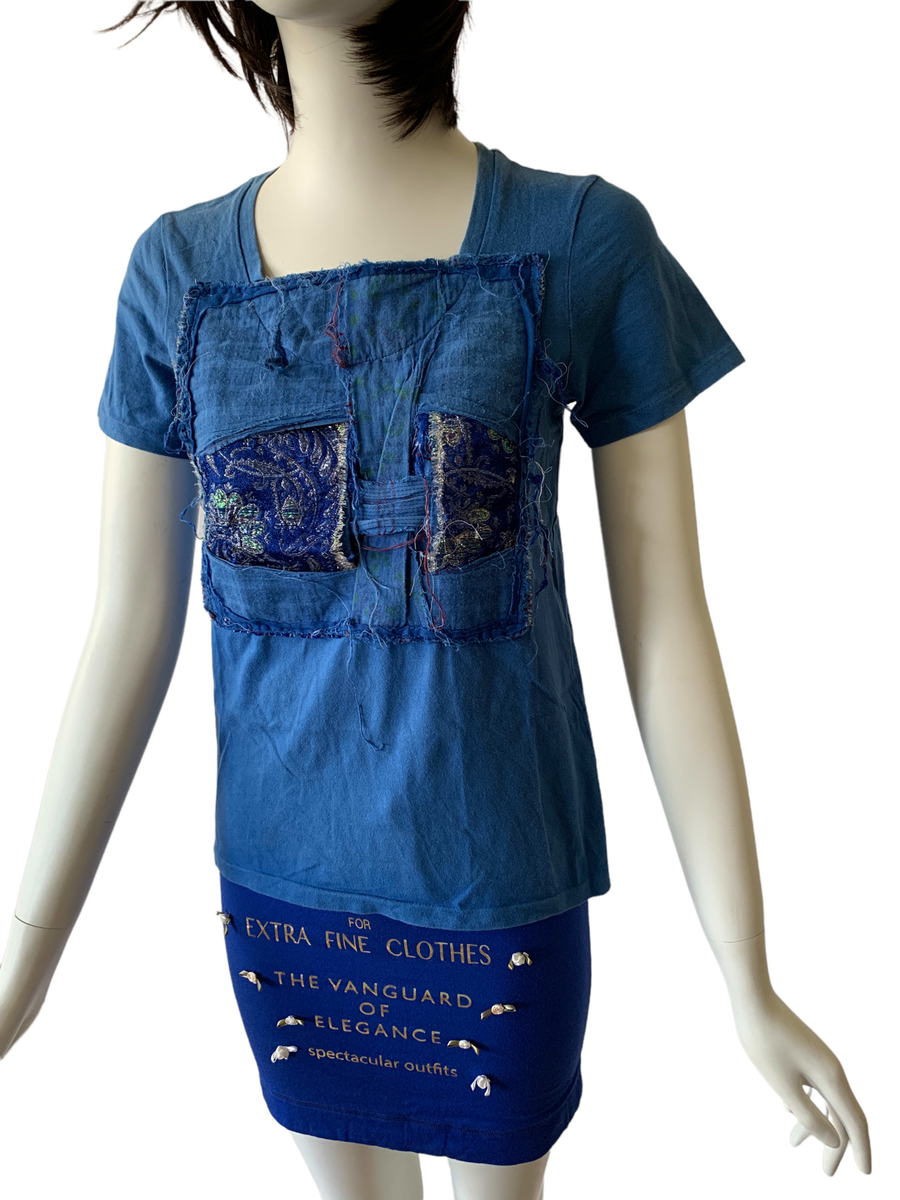 Nozomi Ishiguro Blue Patchwork Top product image