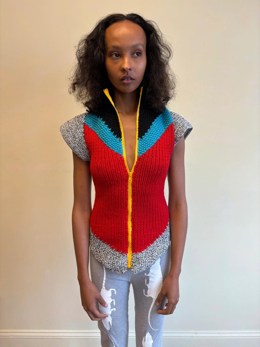 Michelle Pesetti Avant-Garde Colorblock Handknit Top  product image