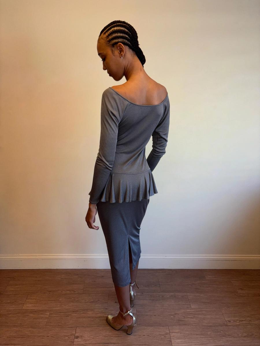 Vintage Chantal Thomass Pewter Drop Waist Ruffle Dress  product image