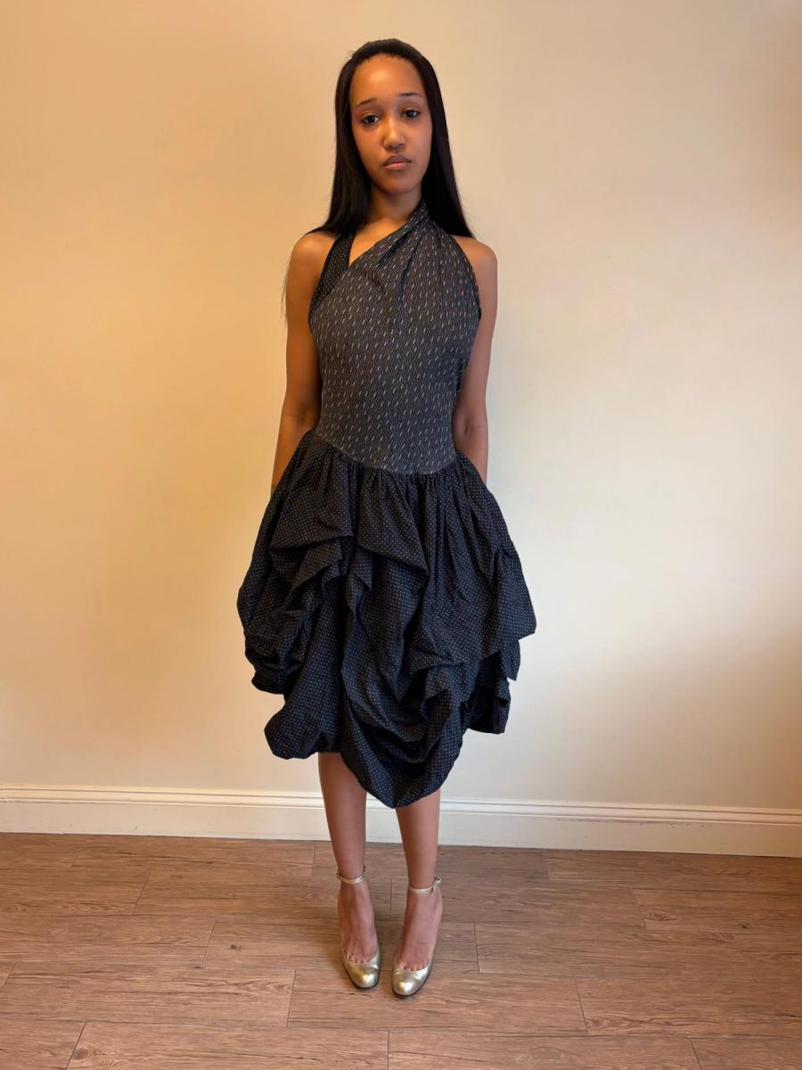 80s Popy Moreni Asymmetrical Ruched Dress product image