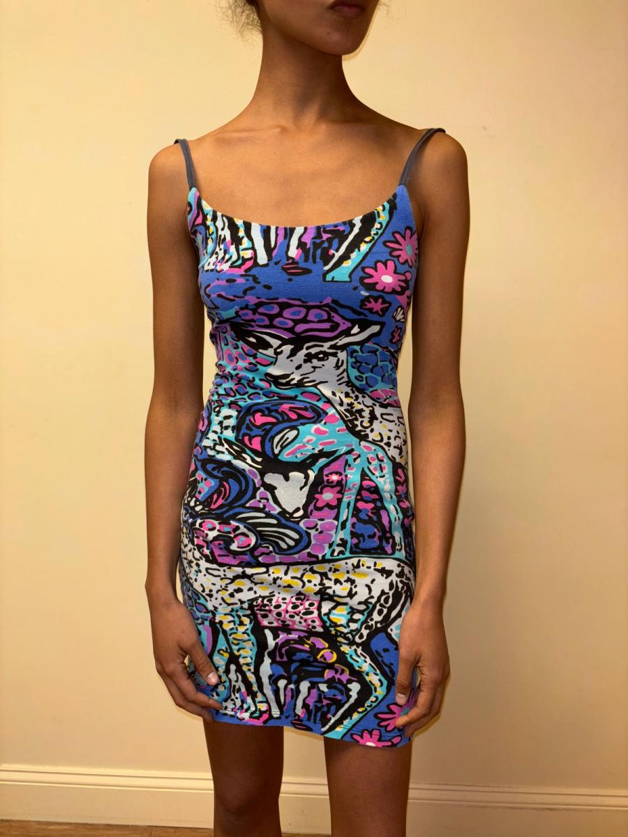 2000s Betsey Johnson Fawn Print Bustle Dress  product image