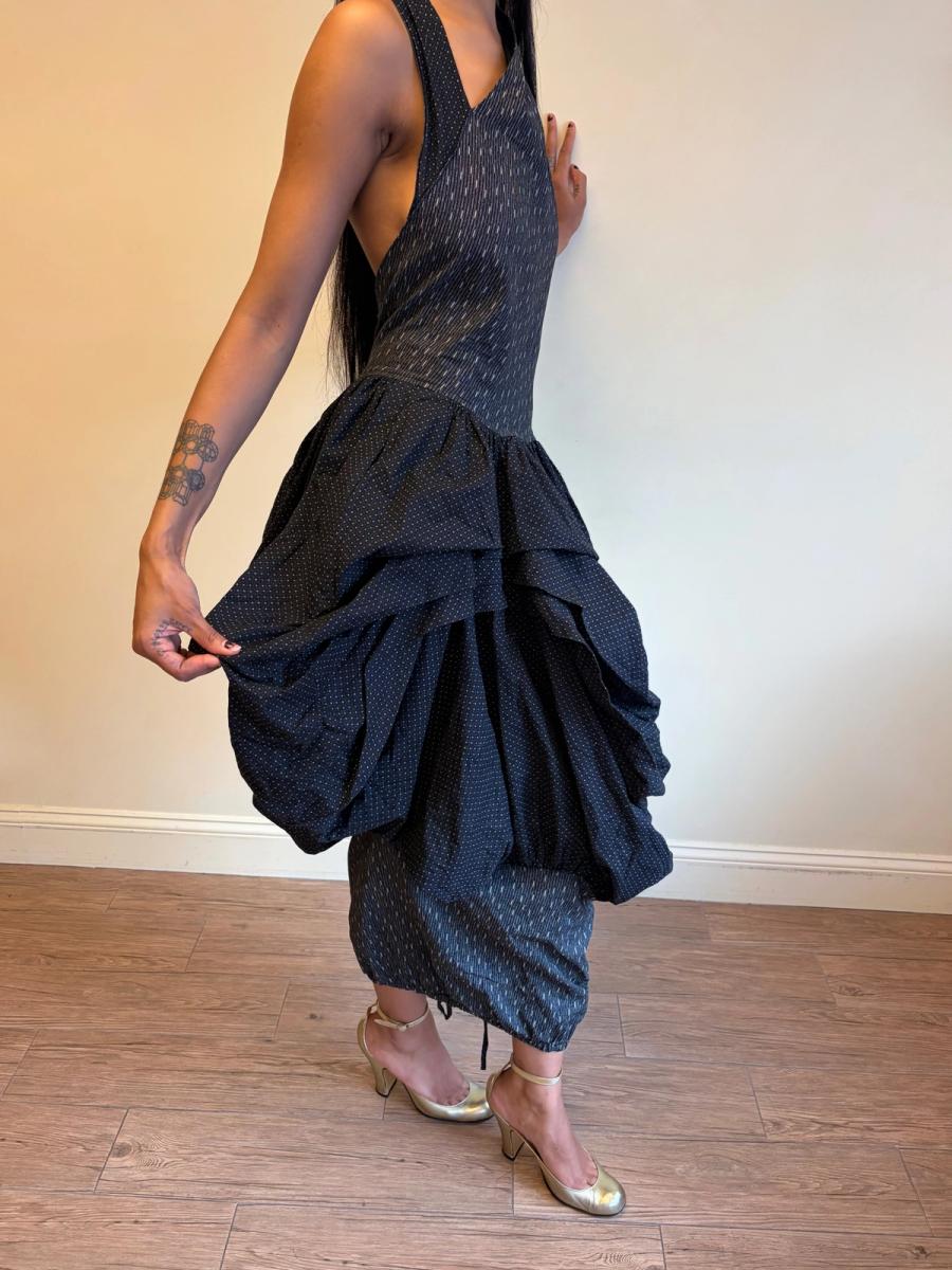 80s Popy Moreni Asymmetrical Ruched Dress product image