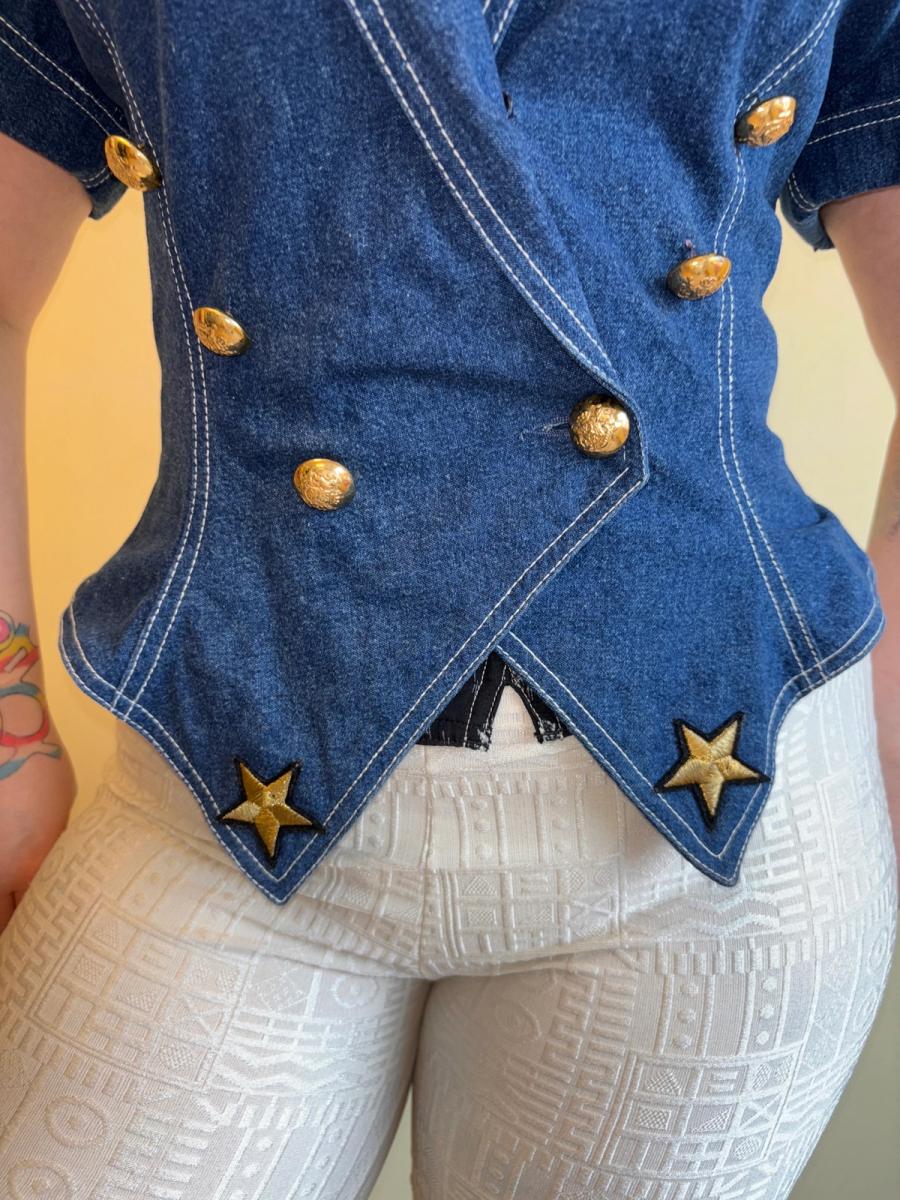 80s Claude Petin Denim Top product image