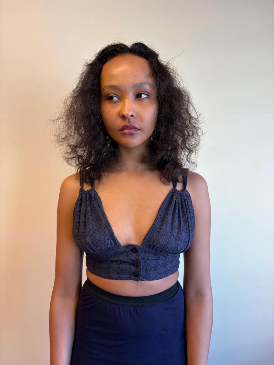 Vintage Romeo Gigli Purple Eyelet Top product image