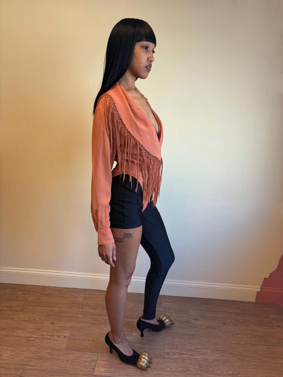 90s Jean-Paul Gaultier Burnt Orange Fringe Bodysuit product image