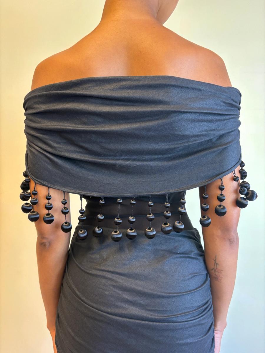 80s Victorio & Lucchino Black Bauble Cutout Dress product image