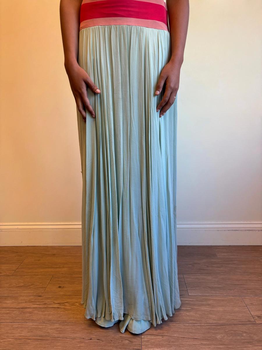 1940s Striped Knit Dress with Chiffon Skirt  product image