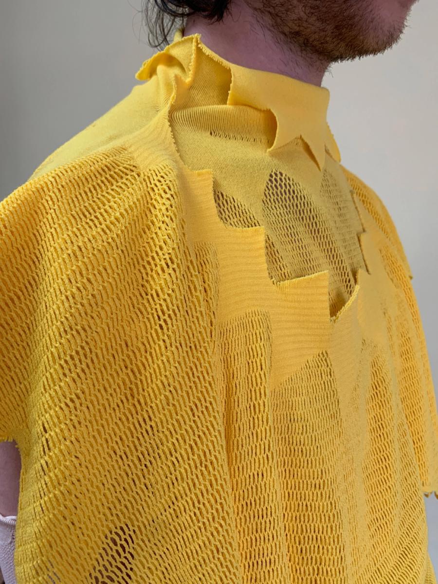 Issey Miyake APOC Yellow Pleated Top With Hood product image