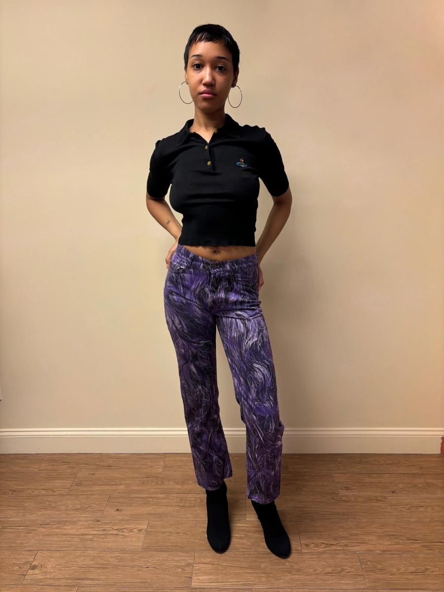 90s Vivienne Westwood Purple Hair Print Jeans product image