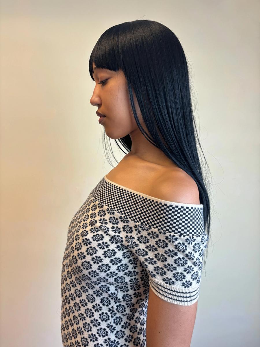 Junior Gaultier Fair Isle Knit Off the Shoulder Dress product image