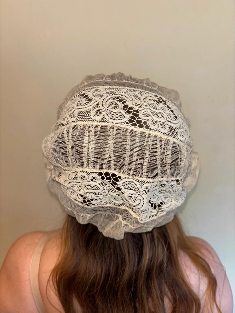 1920s Bonnet with Pink Ribbons product image