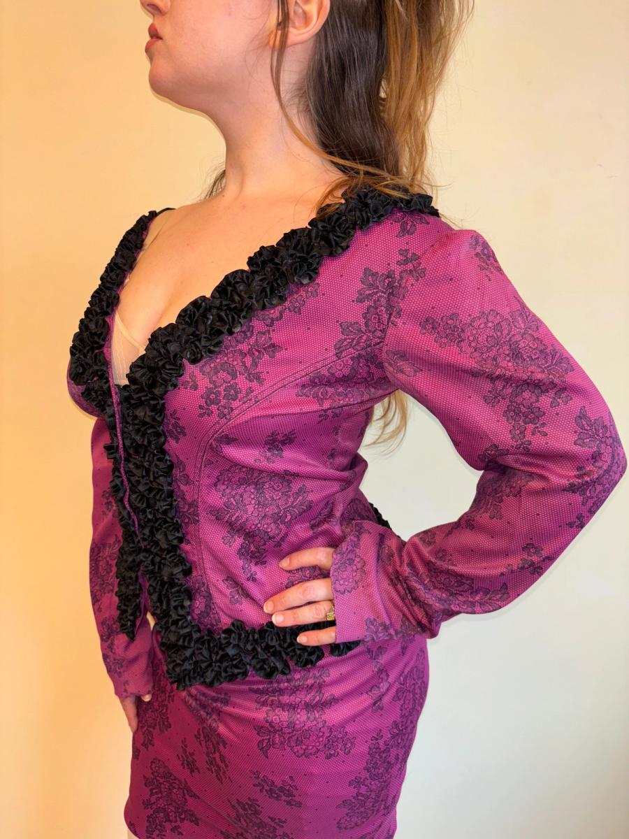 Vintage Chantal Thomass Hot Pink Lace Print Suit product image