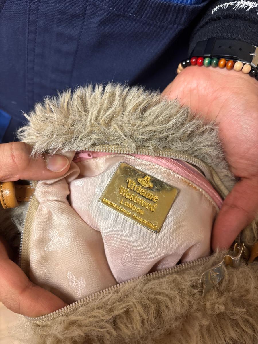 90s Vivienne Westwood Faux Fur and Orb Button Purse product image